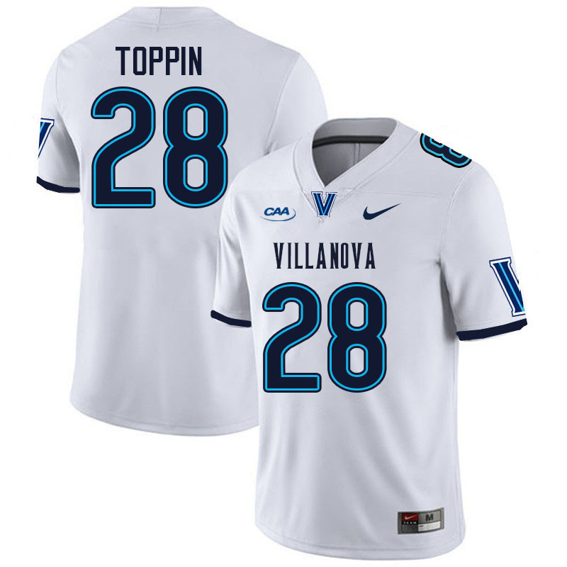 Villanova Wildcats #28 Brenden Toppin College Football Jerseys Stitched-White Villanova Wildcats #28 Brenden Toppin College Football Jerseys Stitched-White